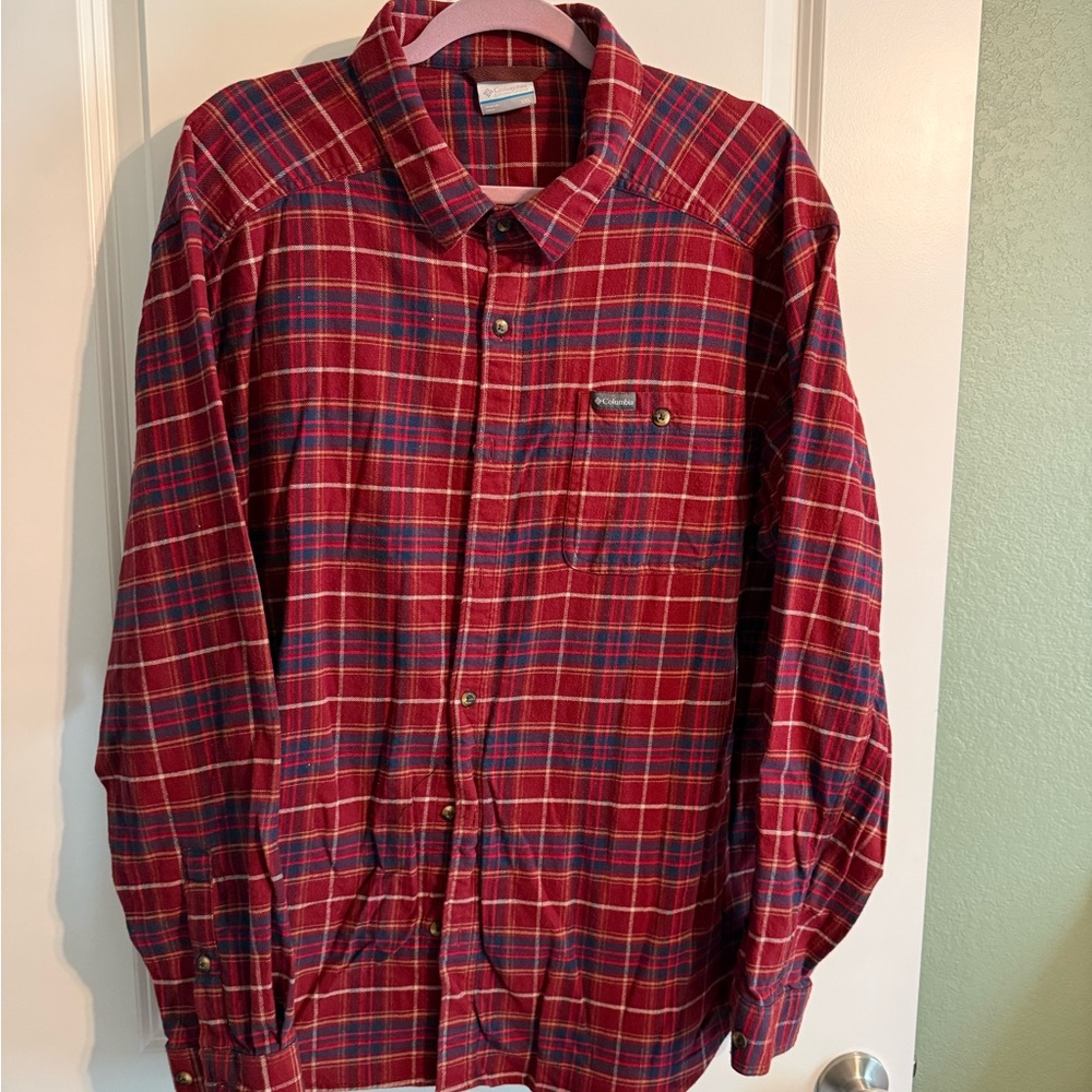 Columbia Red and Blue Plaid Men's Shirt